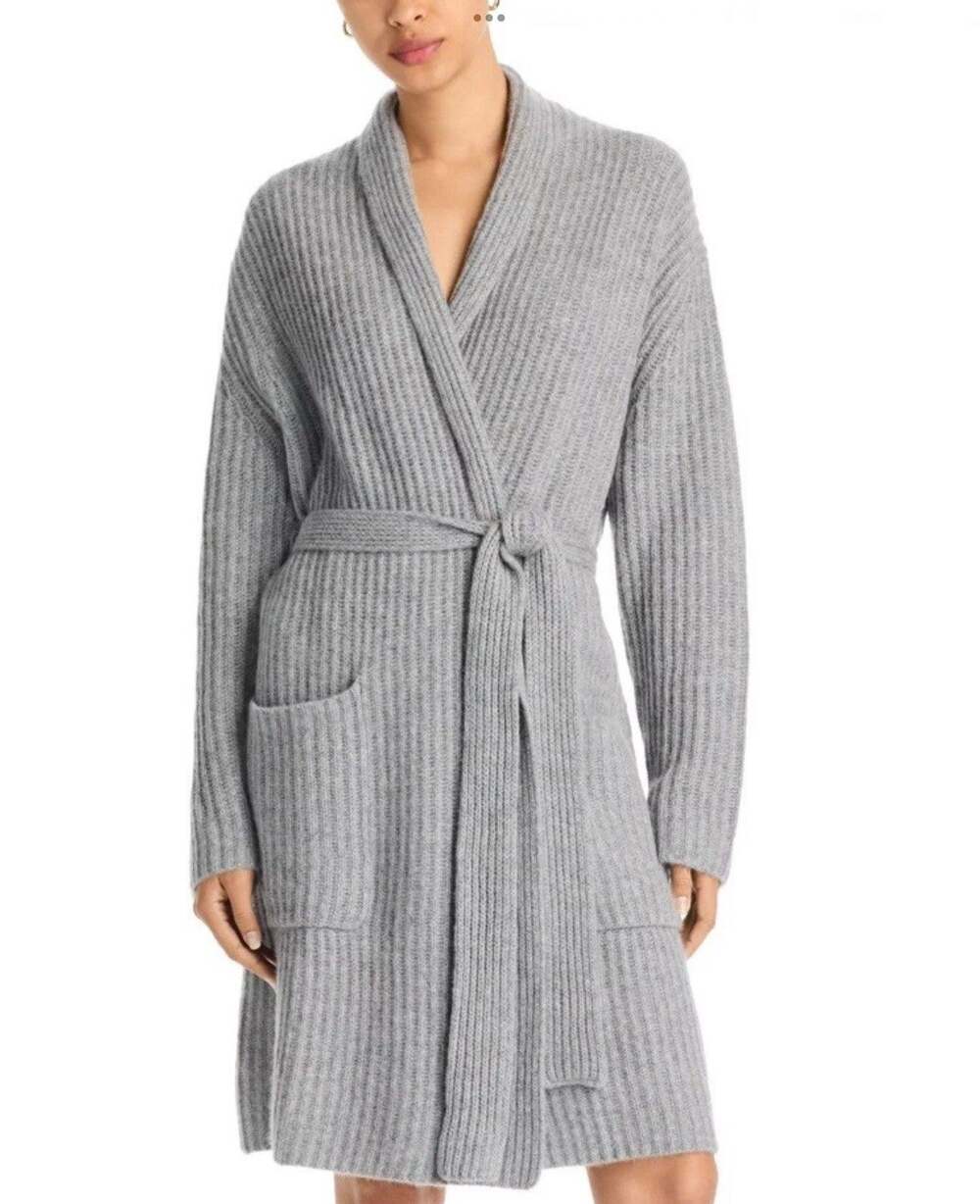 Arlotta Lux Ribbed Cashmere & Wool Blend Short Robe X SMALL / SMALL Flannel Gray
